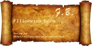 Filipovics Béla névjegykártya
